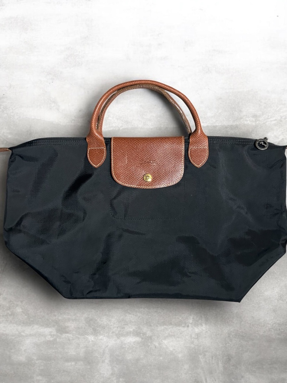 Vintage Longchamp Le Pliage Black Nylon Tote Bag
